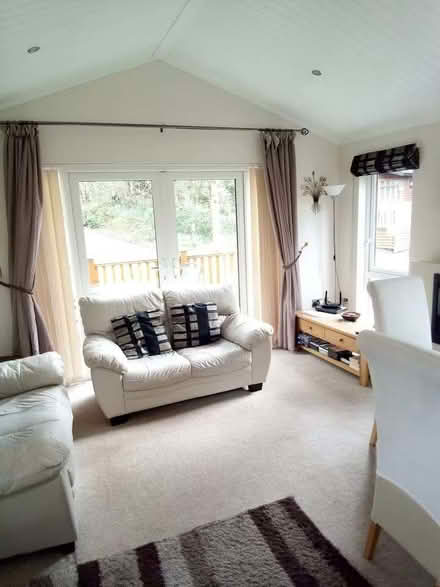 Photo of free 2 cream leather two-seater sofas and four dining table chair (Blencarn CA10) #2