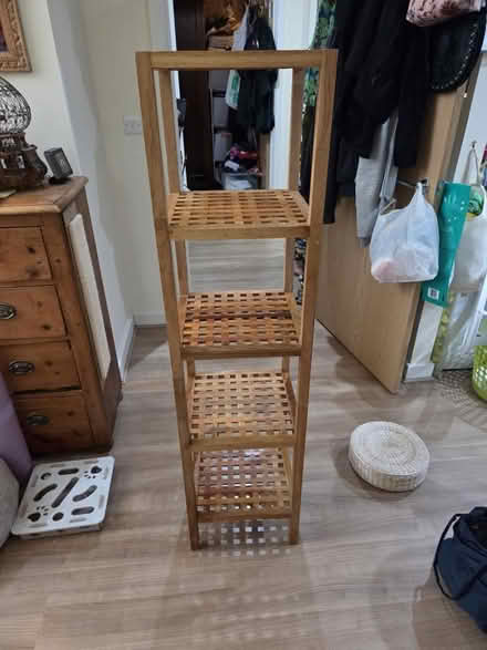 Photo of free Wooden slim shelving unit (Coxheath ME17) #1