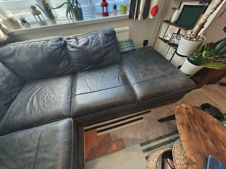 Photo of free Grey/black leather sofa (Pennyland MK15) #4
