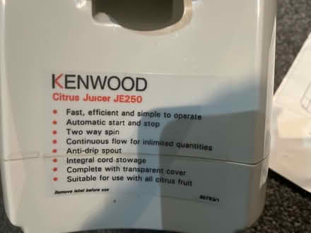 Photo of free Kenwood Citrus Juicer (Black Park LL14) #2
