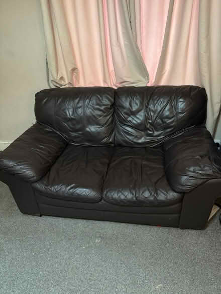 Photo of free 2 seater brown sofa (HD1 4SL) #1