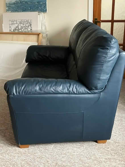 Photo of free Navy Blue Faux Leather Sofa (Uley GL11) #3