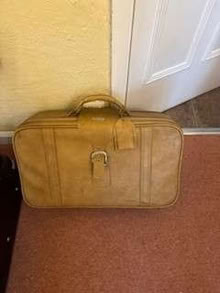 Photo of free Old Beige Leather Samsonite suitcase (Balcombe RH17) #1