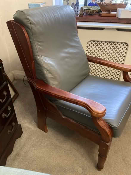 Photo of free 2. Wood frame arm chair with leather cushions (Ballards CR2) #2