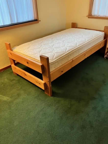 Photo of free Twin bed frame and mattress (NE Corvallis) #1
