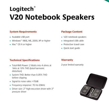 Photo of free Logitech V20 notebook speakers (Hoole, Chester) #2