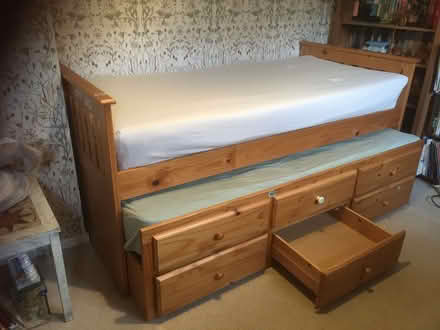 Photo of free Single bed with pull-out trundle on castors (The Inch EH16) #3