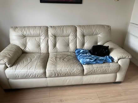 Photo of free 3seater cream leather (Hampreston BH21) #1