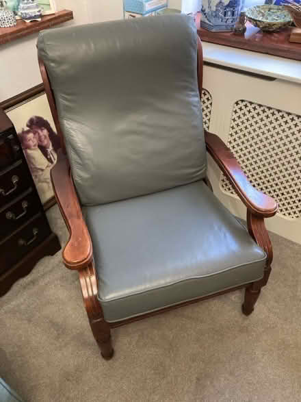 Photo of free 2. Wood frame arm chair with leather cushions (Ballards CR2) #1