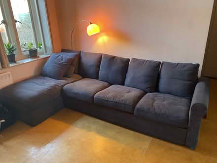 Photo of free Dark Blue L shaped sofa with storage compartment (Kennington SW9) #4