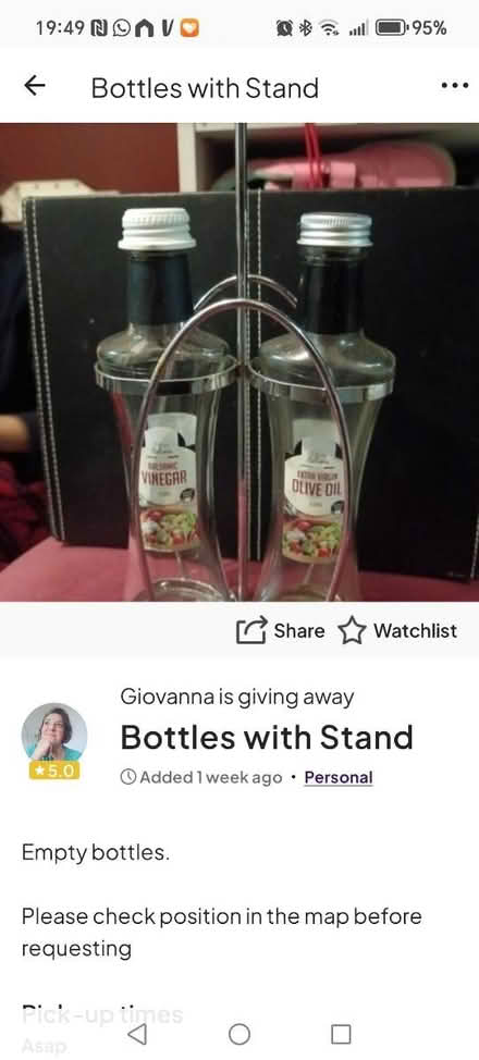 Photo of free Bottles with stand (SW15 Putney Vale) #1