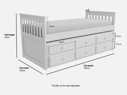 Photo of free Single bed with pull-out trundle on castors (The Inch EH16) #4