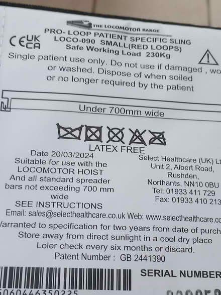 Photo of free Adult Sling for hoist to take up to 230 kg (Dairy Lane Estate DH4) #1