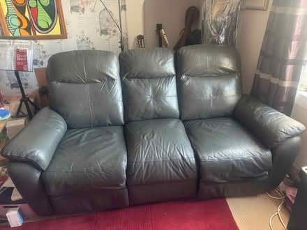 Photo of free Grey leather sofa (Guardbridge KY16) #1