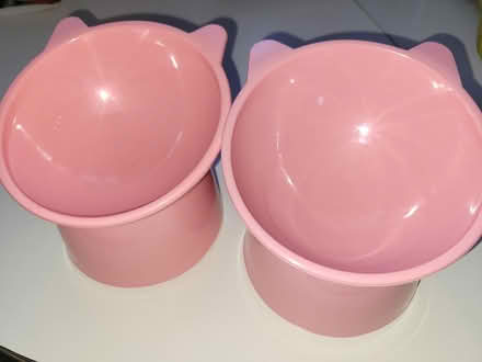 Photo of free 2 Plastic Elevated Cat Bowls (Erin Mills) #1