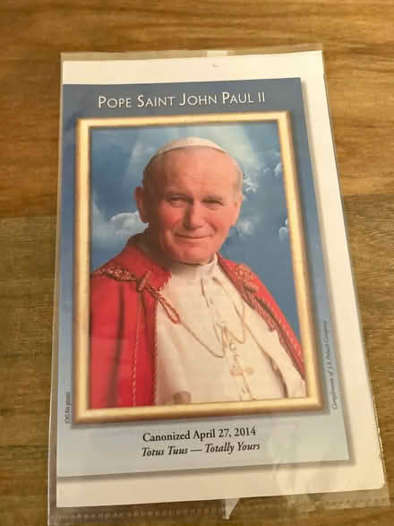 Photo of free Pope John Paul ll memorabilia (Niles) #3