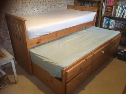 Photo of free Single bed with pull-out trundle on castors (The Inch EH16) #2