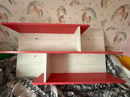 Photo of free Red and white wall shelving unit (Queens Park MK40) #1