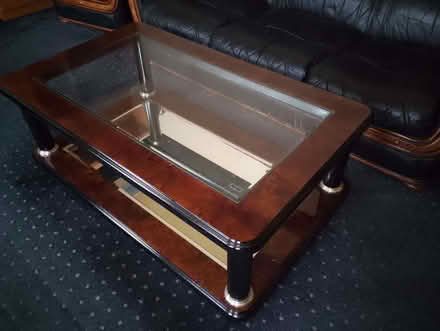 Photo of free Shiny coated wood, glass top coffee table (Harringay N4) #1