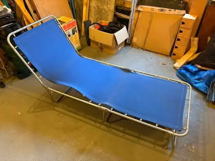 Photo of free Blue 1970s lounger or camping bed (Sutton Pools OX14) #1