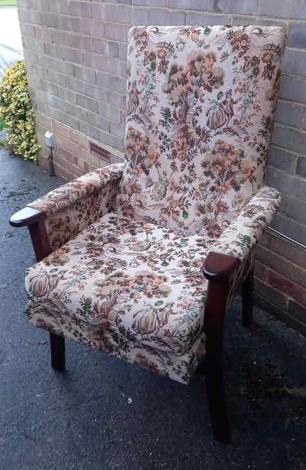 Photo of free Tall back upholstered chair, VGC (Central Letchworth) #2