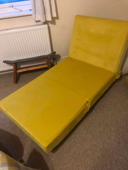 Photo of free Yellow Velvet sofa bed chair (Formby, L37) #4