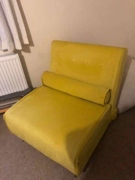 Photo of free Yellow Velvet sofa bed chair (Formby, L37) #2