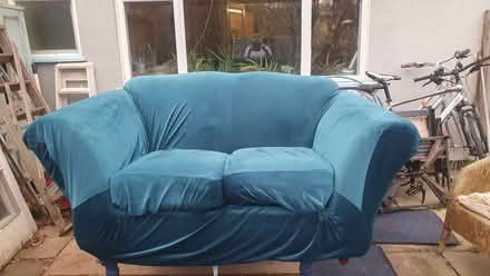 Photo of free 2 seater Sofa with Teal cover (Llandrindod LD1) #4