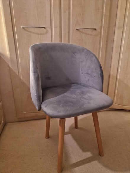Photo of free Grey plush velour occasional chair (Up Hatherley GL51) #1
