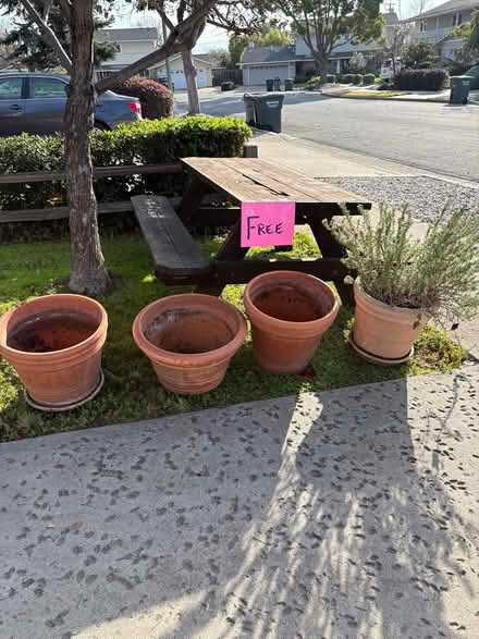Photo of free Picnic table and pots (Sunnyvale) #1
