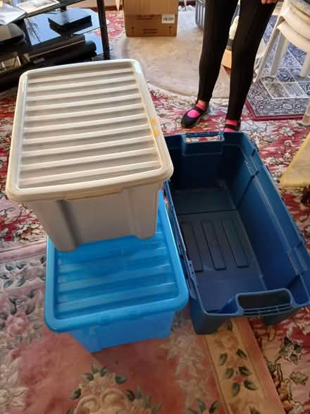 Photo of free Three large plastic storage boxes (Northfield Birmingham B312QZ) #1