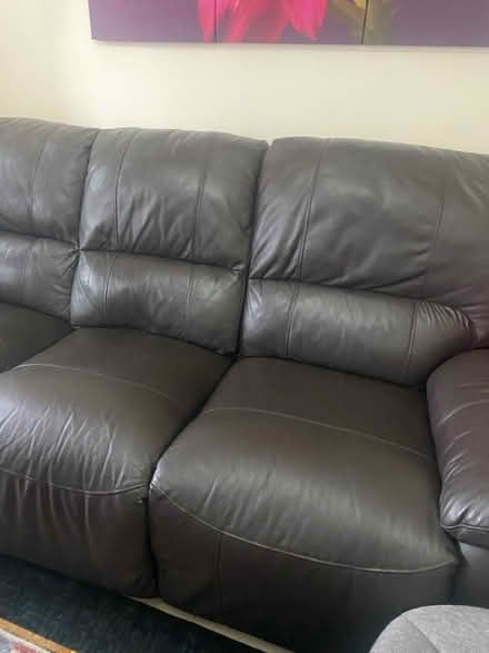 Photo of free 3 sitters leather sofa (W3 8bf south Acton) #3