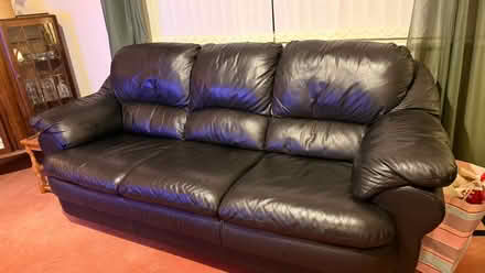 Photo of free Leather Sofa + Armchair (Debenham IP14) #1