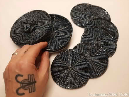 Photo of free 6 Beaded coasters in beaded box (Edgwarebury Lane) #1