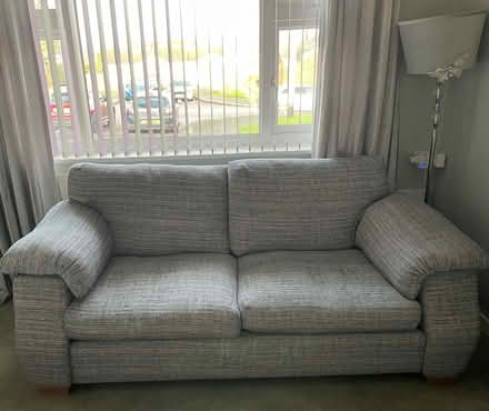 Photo of free Grey three seater sofa (Grangeway, Runcorn.) #1