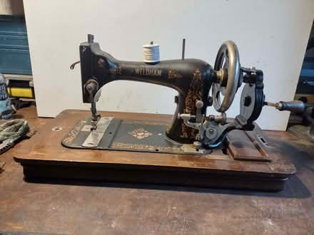 Photo of free Vintage hand-cranked sewing machine with case (Woodthorpe YO24) #1