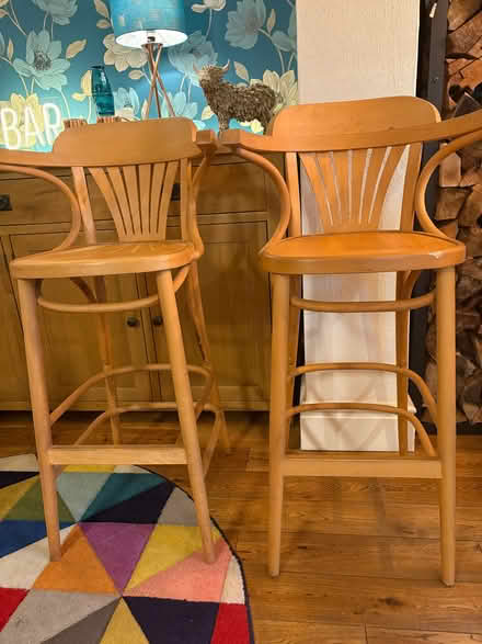 Photo of free Two wooden bar stools (Lostock Hall PR5) #1