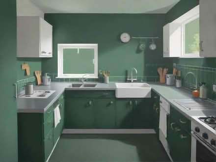 Photo of kitchen with worktops, cupboards, stainless steel sinks and (Wreay CA4) #1