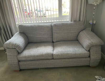 Photo of free Grey three seater sofa (Grangeway, Runcorn.) #2