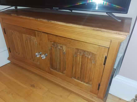 Photo of free Solid oak TV cabinet or cupboard (Littlehampton BN17) #1