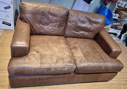 Photo of free Faux leather brown two seater sofa (Caldecott OX14) #1