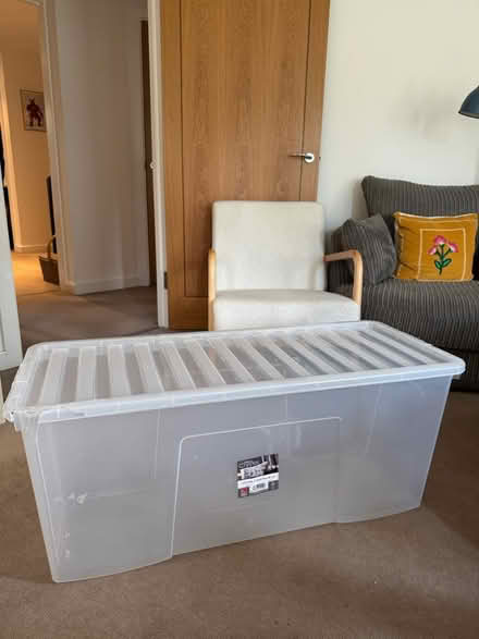 Photo of free 133L plastic storage box (damaged) (RG40 Central Wokingham) #1