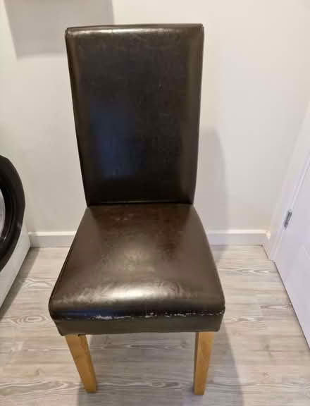 Photo of free 4 brown faux leather chairs (Reading RG1) #2