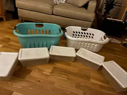 Photo of free 2 laundry baskets. 5 containers (St. John’s Wood Rd NW8) #1
