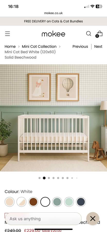 Photo of free Baby - Toddler cot bed Mokee white (Bethnal Green E2) #1