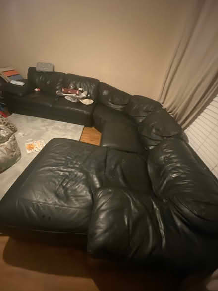 Photo of free Lshape couch Real leather and heavy (L21 litherland) #1