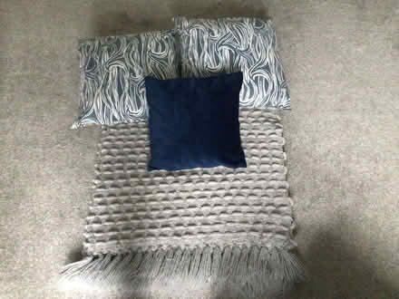 Photo of free Grey throw and three cushions (Maldon CM9) #1