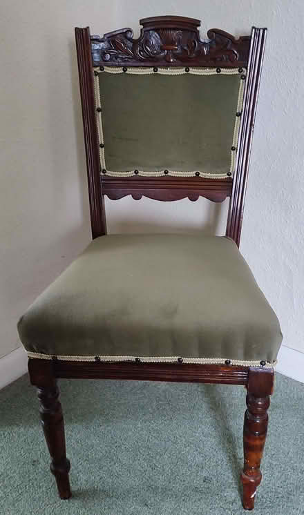 Photo of free Wooden chair with upholstered seat (Pontesford SY5) #1