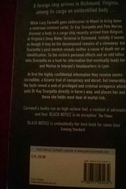 Photo of free Black Notice by Patricia Cornwell (Yalding ME18) #2