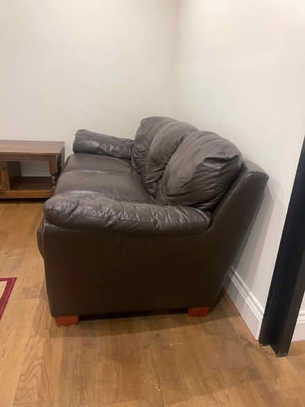 Photo of free Brown leather 3 seater sofa (BR1) #2